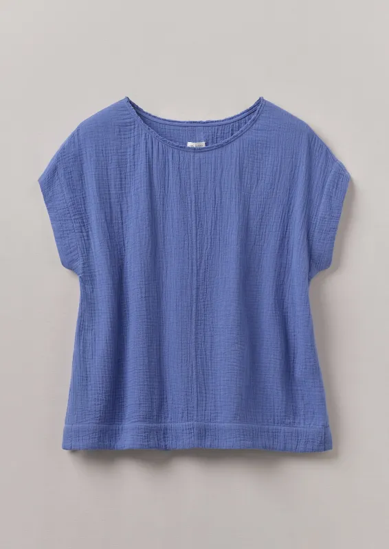 Crinkle Cotton Gauze Top | Cornflower sold by TOAST
