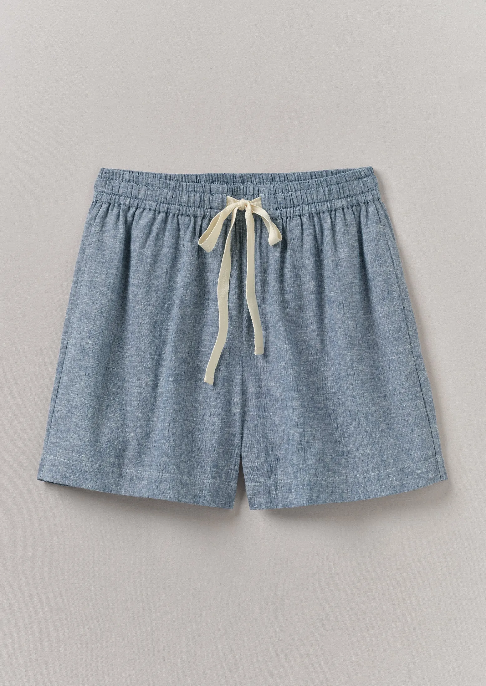 Lightweight Linen Cotton Lounge Shorts | Dusty Blue sold by TOAST