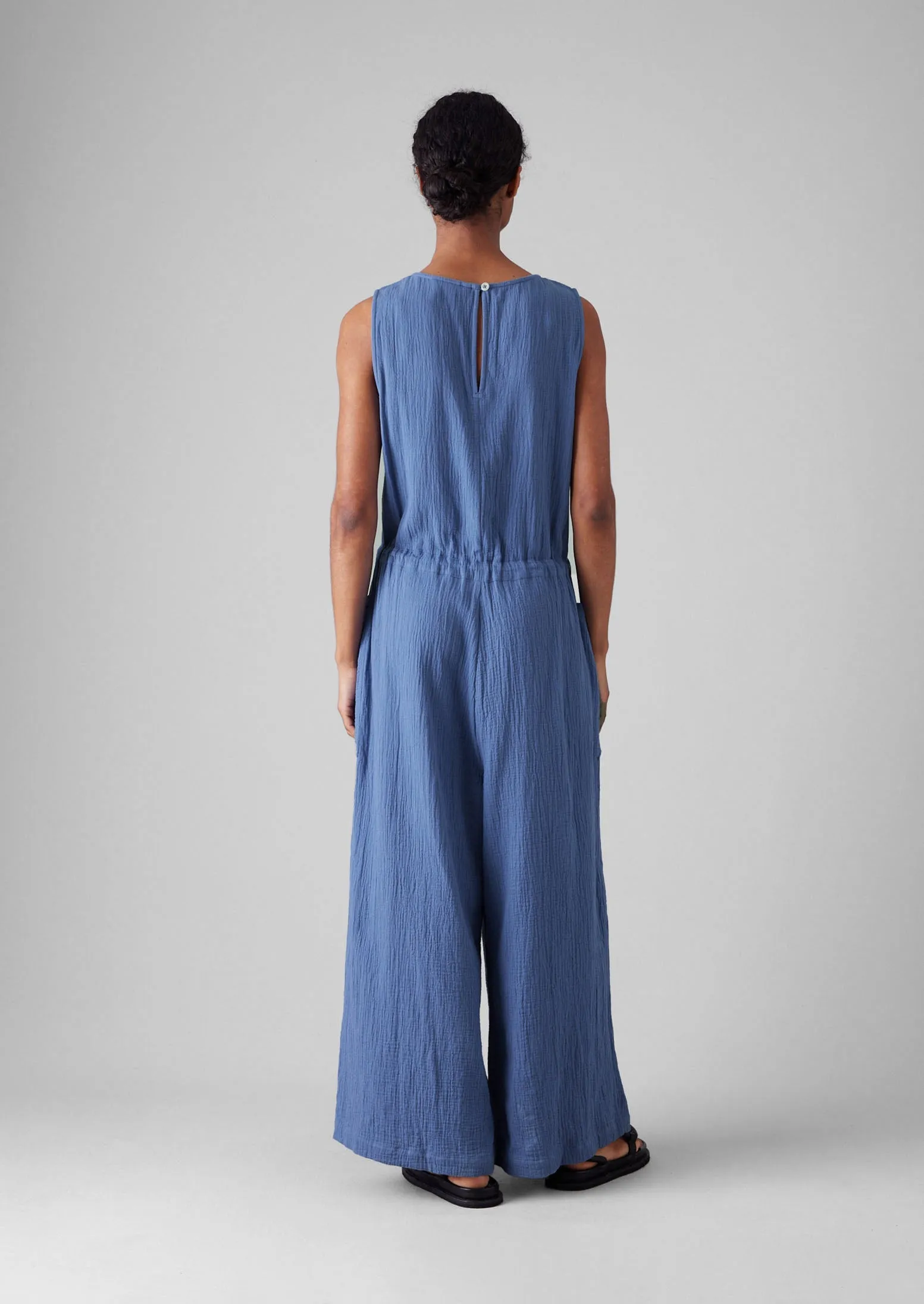 Crinkle Cotton Gauze Jumpsuit | Cornflower sold by TOAST product image thumbnail 3