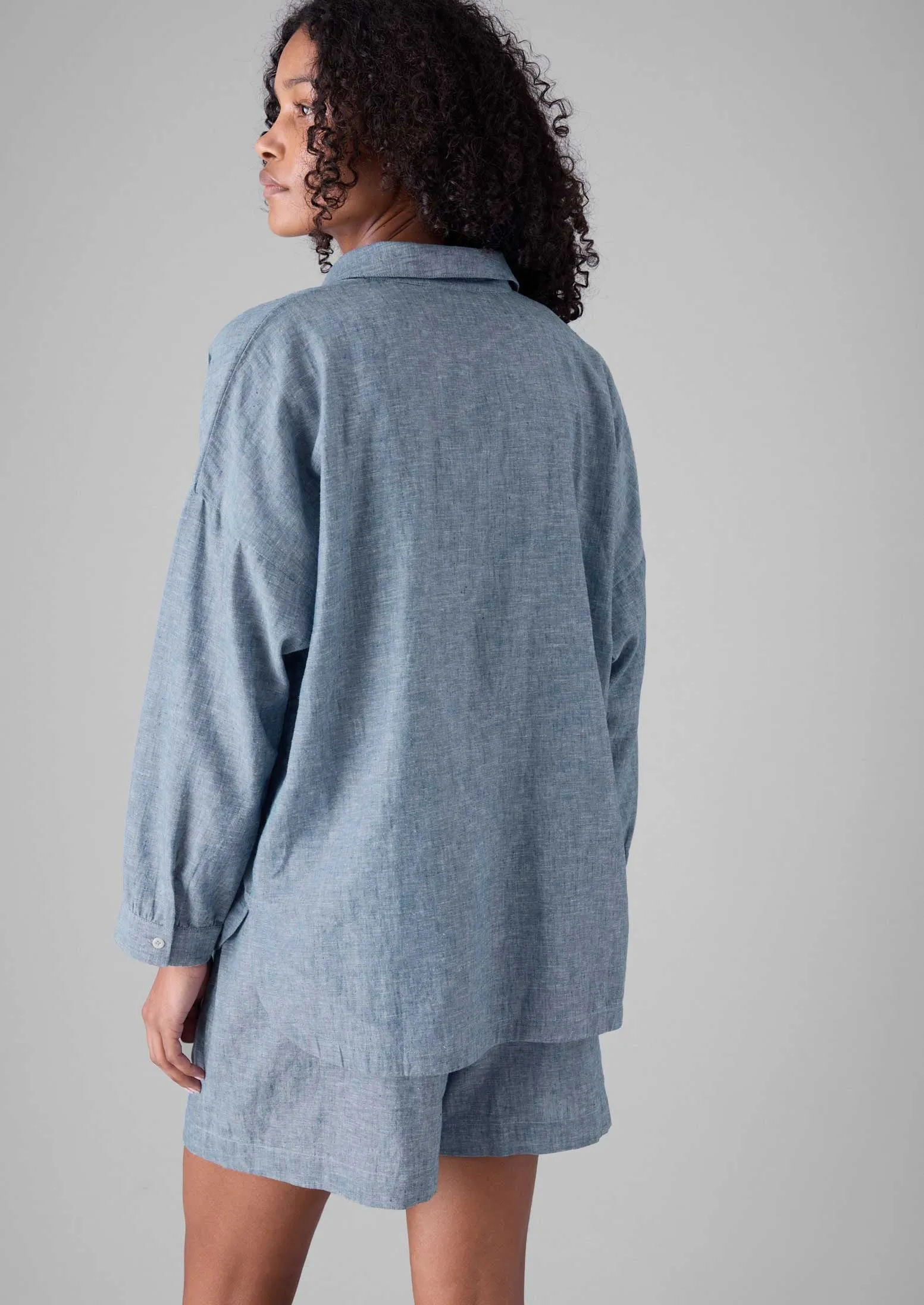 Lightweight Linen Cotton Lounge Top | Dusty Blue sold by TOAST product image thumbnail 4