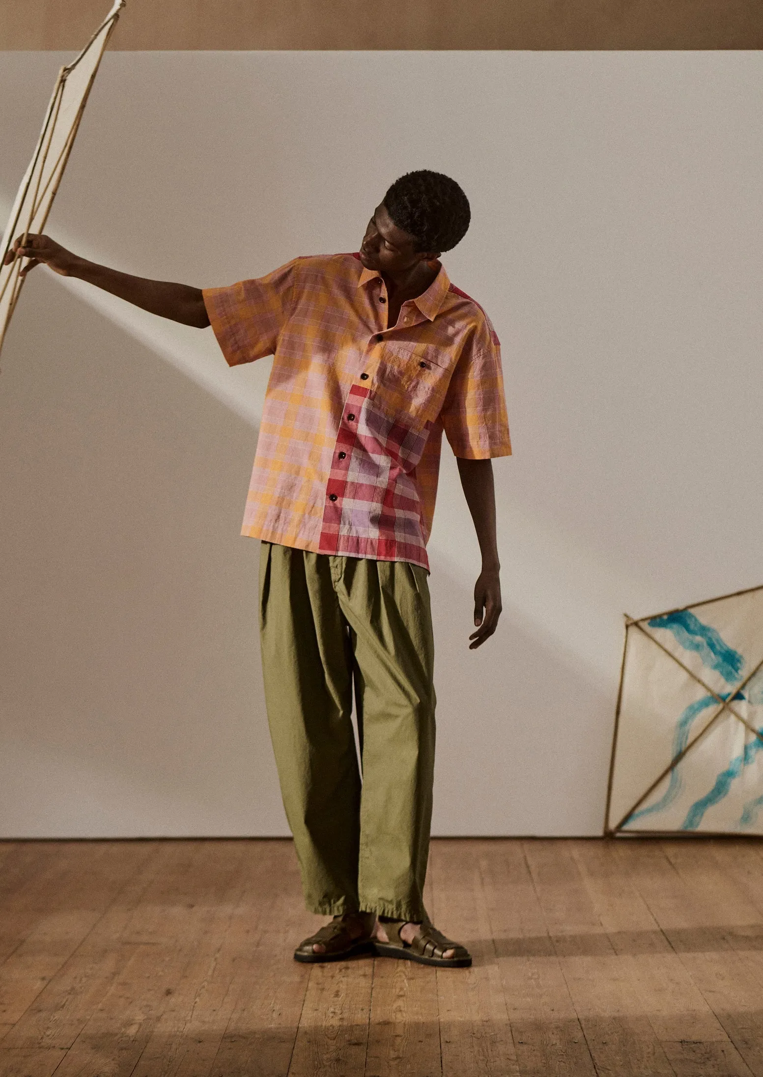 Panelled Check Cotton Shirt | Multi sold by TOAST product image thumbnail 4