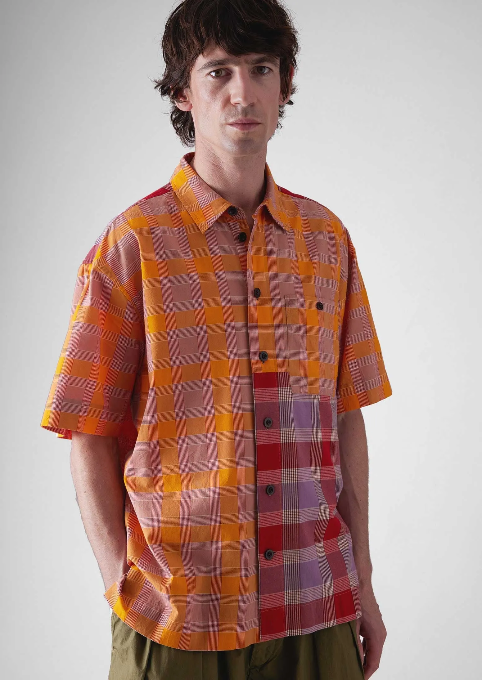 Panelled Check Cotton Shirt | Multi sold by TOAST product image thumbnail 3