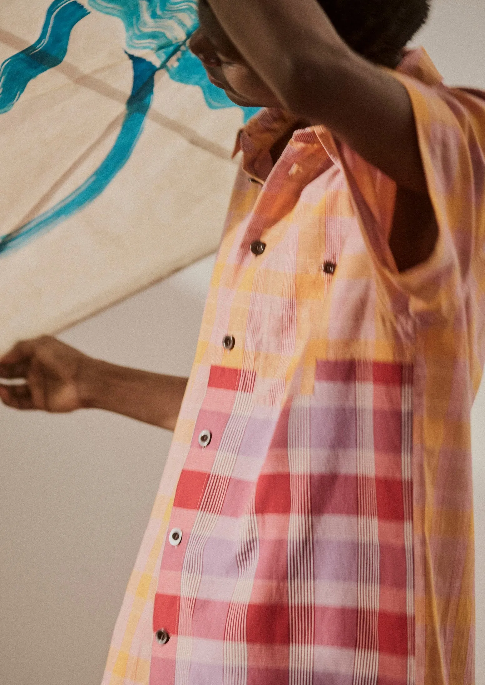 Panelled Check Cotton Shirt | Multi sold by TOAST product image thumbnail 2