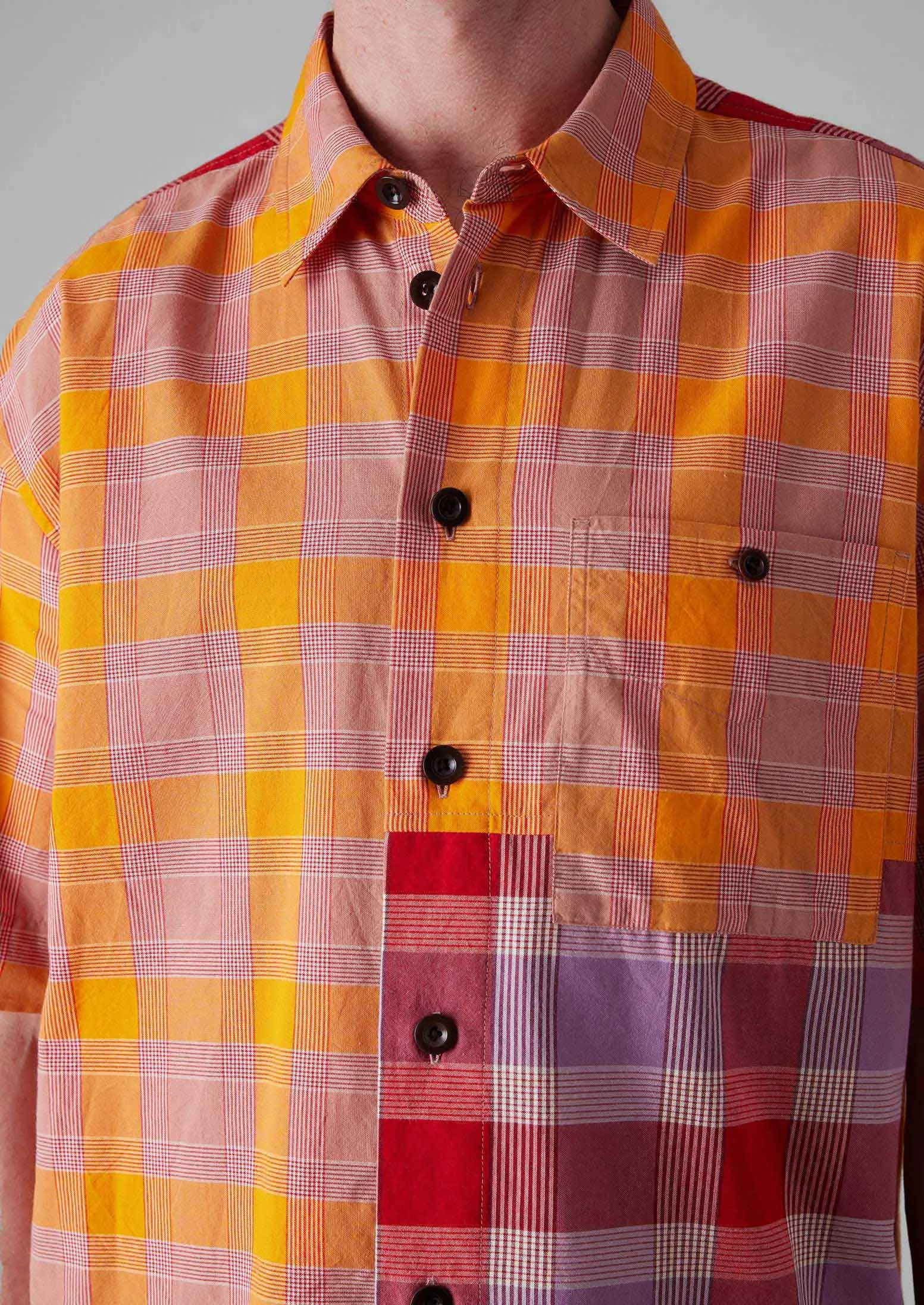 Panelled Check Cotton Shirt | Multi sold by TOAST product image thumbnail 5