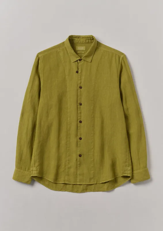 Loop Button Lightweight Linen Shirt | Olivine sold by TOAST