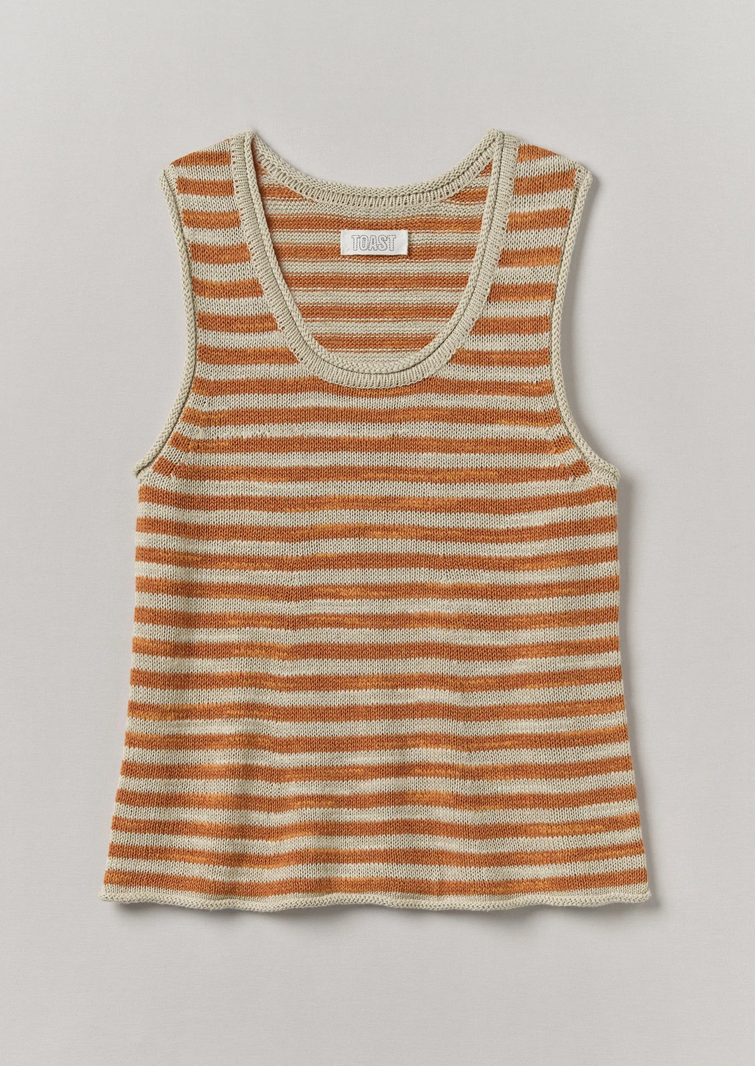 Stripe Linen Cotton Knitted Vest | Parchment/Butterscotch sold by TOAST