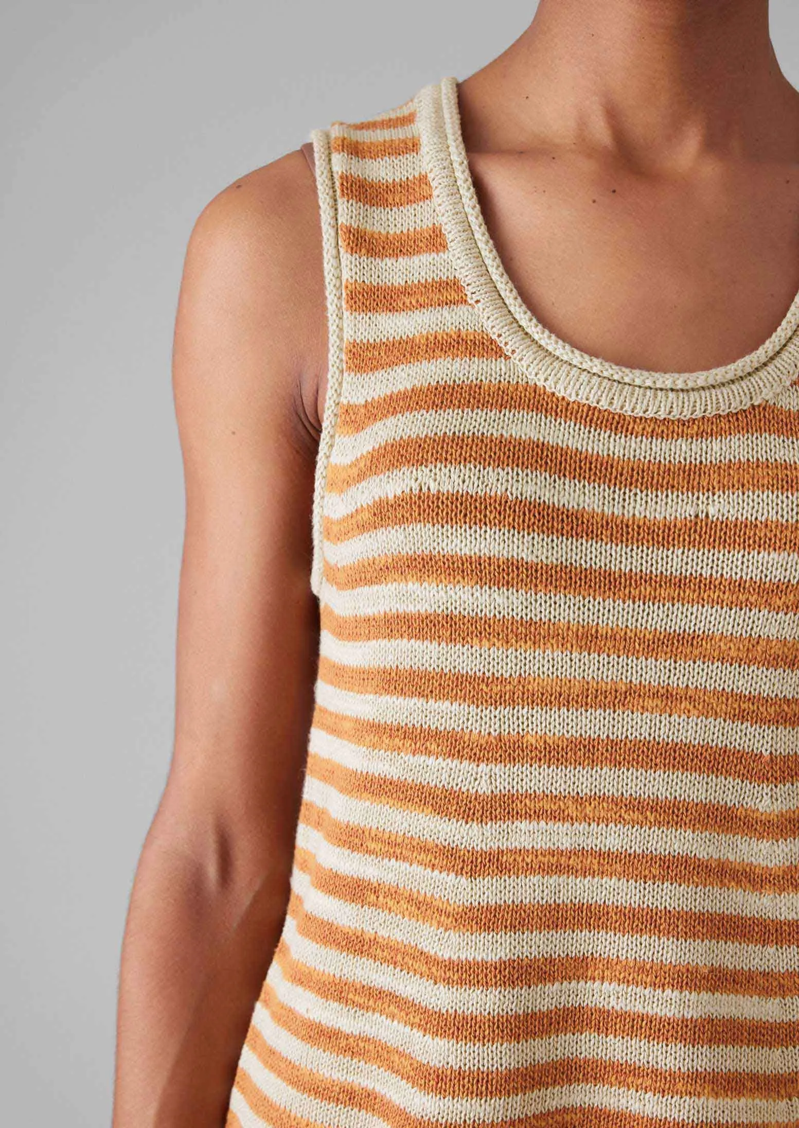 Stripe Linen Cotton Knitted Vest | Parchment/Butterscotch sold by TOAST product image thumbnail 4