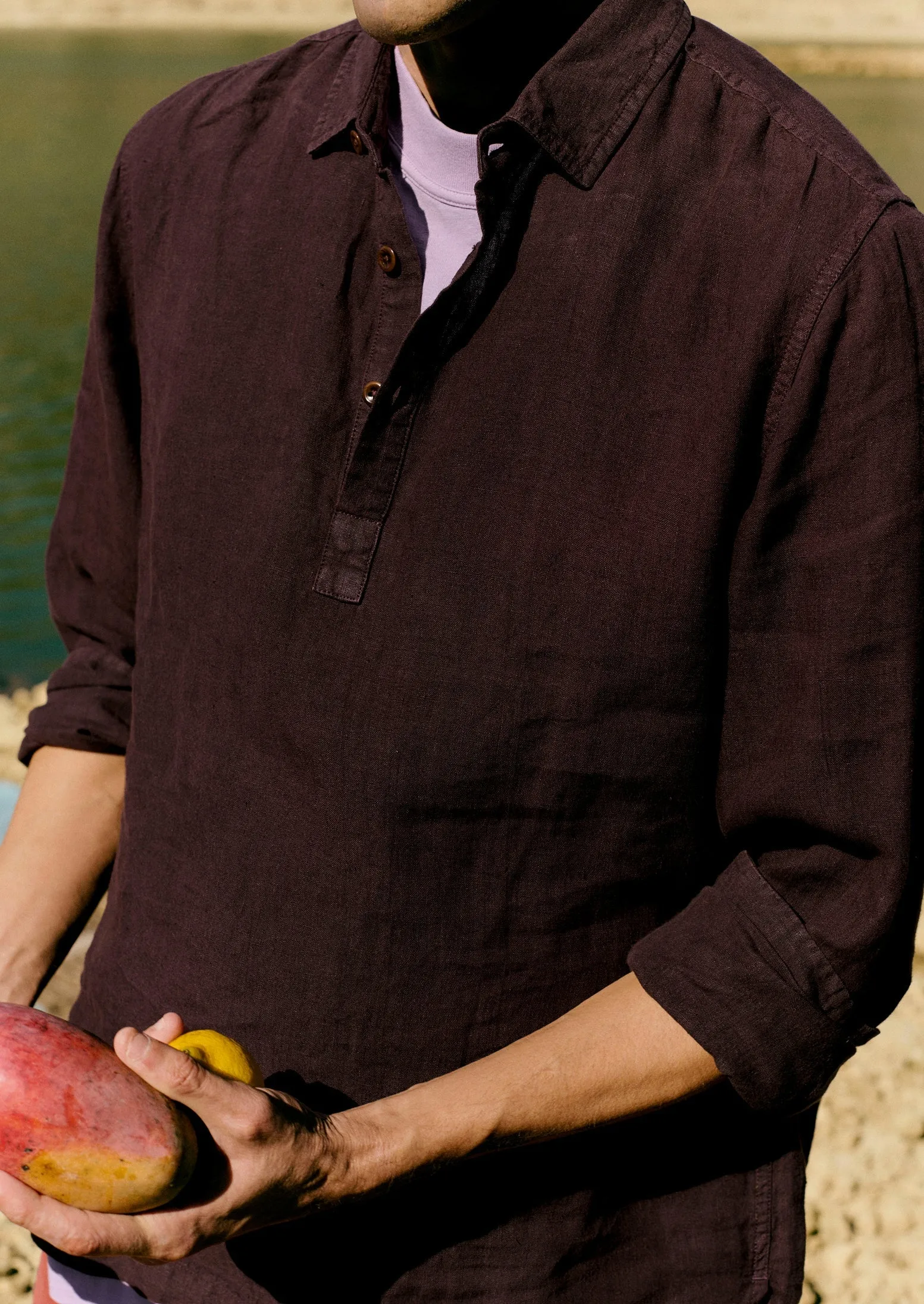 Half Placket Linen Shirt | Rich Earth sold by TOAST product image thumbnail 2