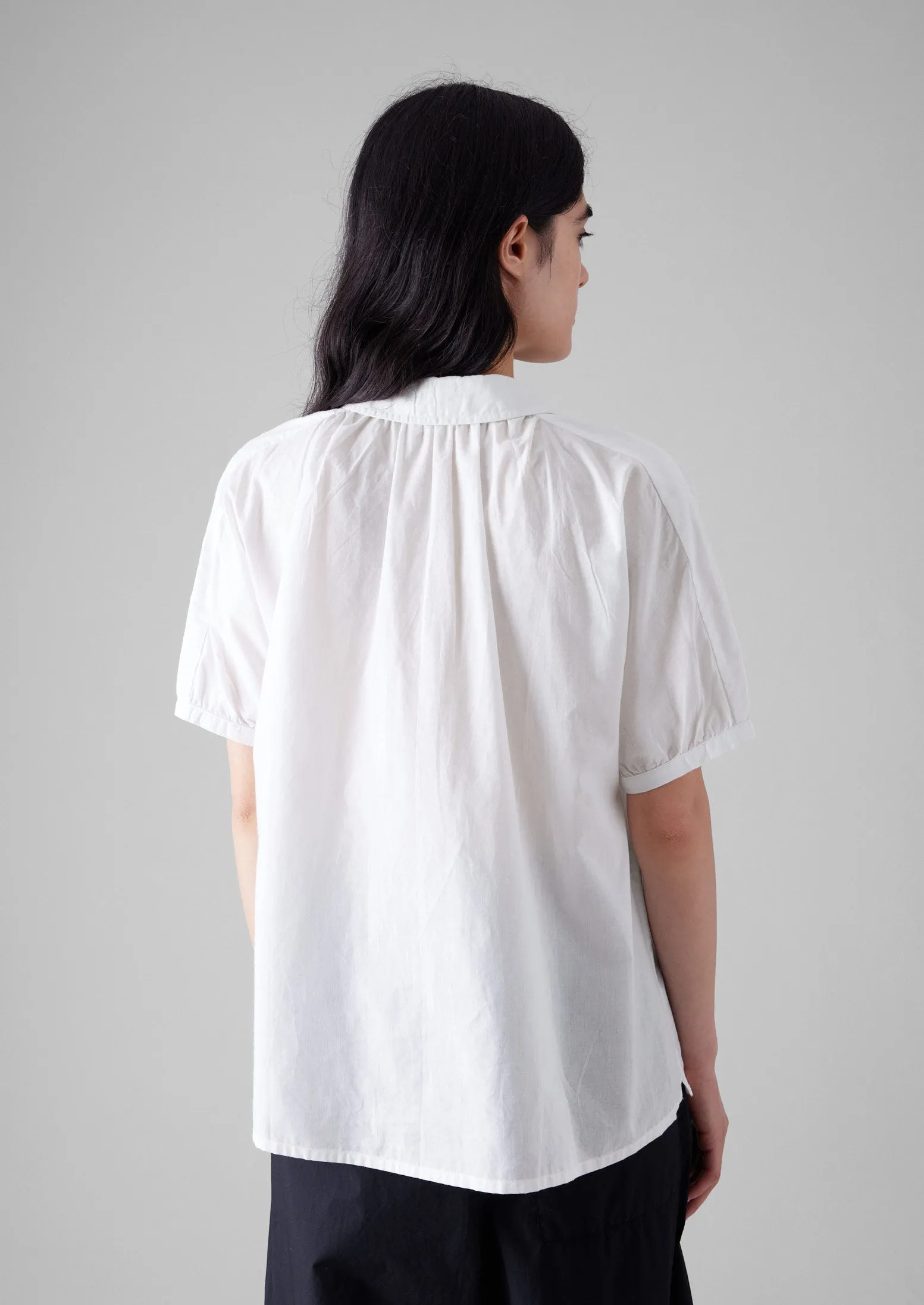 Gathered Cotton Chambray Shirt | White sold by TOAST product image thumbnail 4