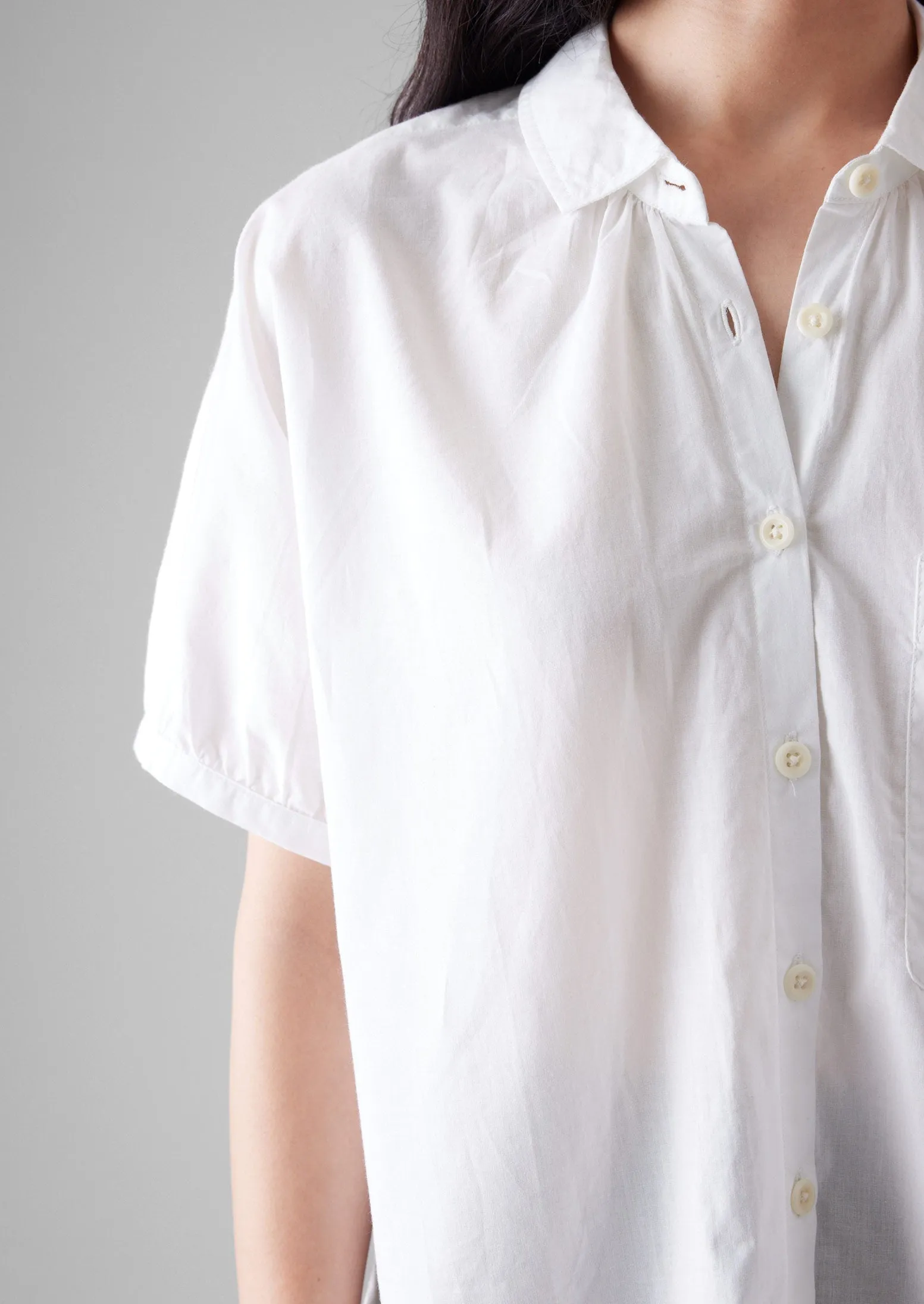 Gathered Cotton Chambray Shirt | White sold by TOAST product image thumbnail 5