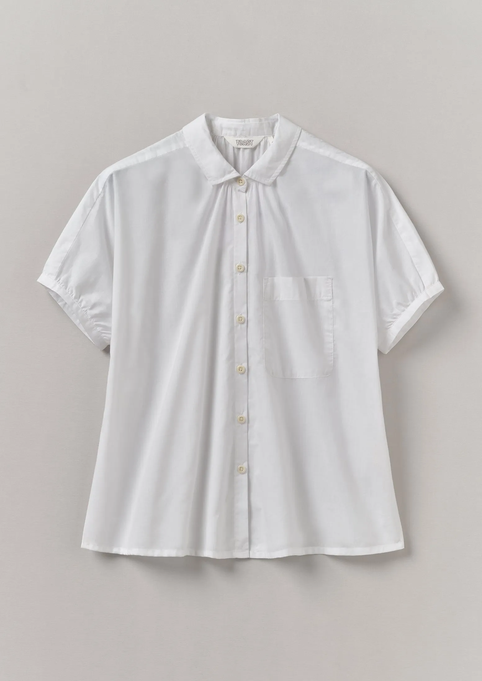 Gathered Cotton Chambray Shirt | White sold by TOAST