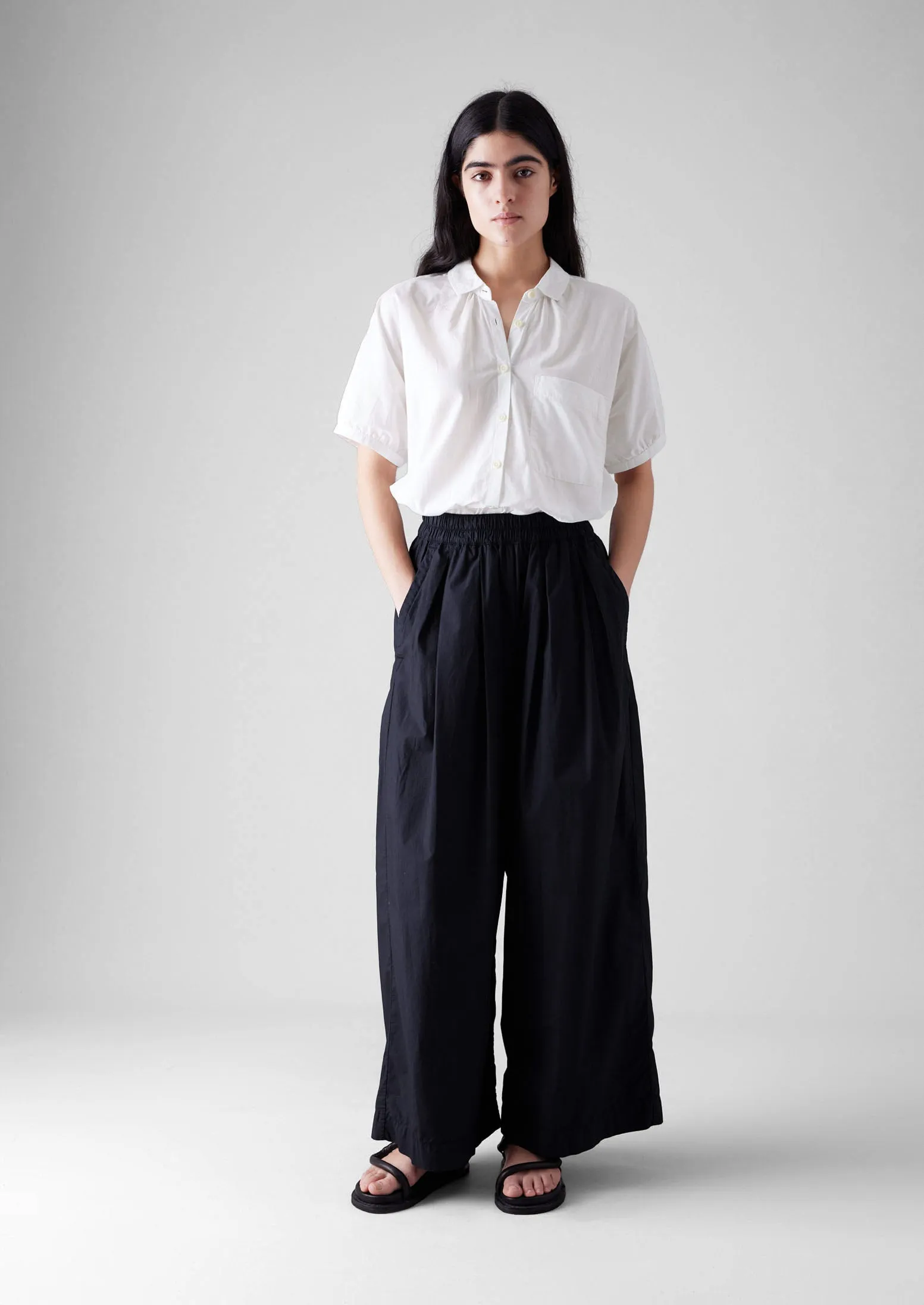 Gathered Cotton Chambray Shirt | White sold by TOAST product image thumbnail 3