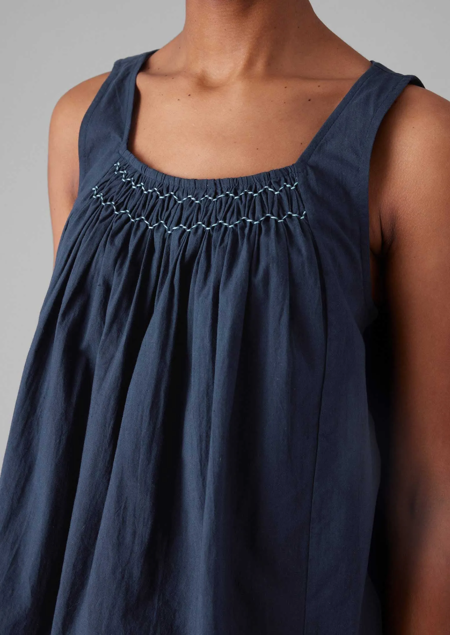 Smocked Cotton Poplin Pyjamas | Midnight sold by TOAST product image thumbnail 4