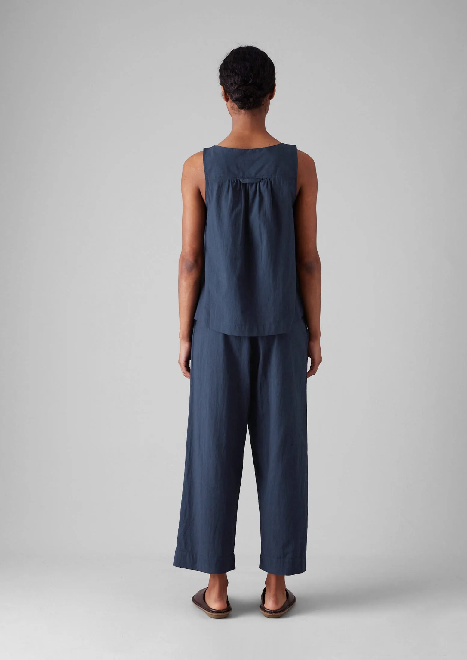 Smocked Cotton Poplin Pyjamas | Midnight sold by TOAST product image thumbnail 3