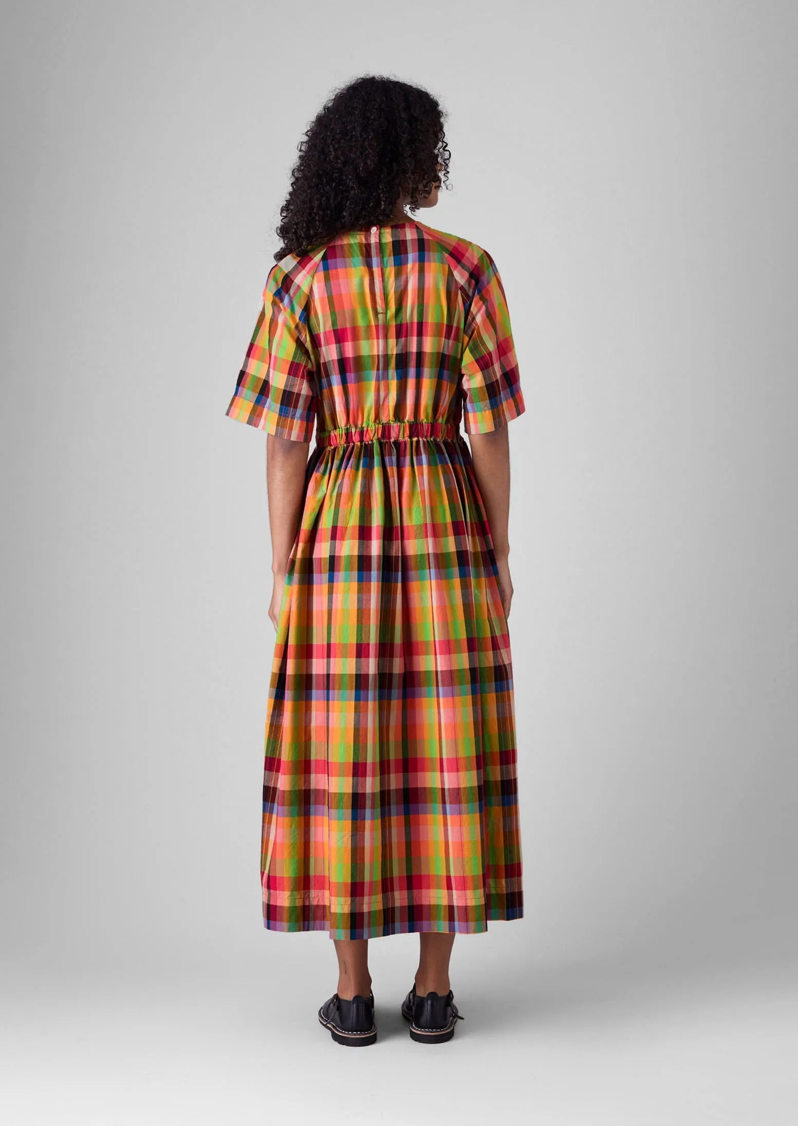 Cotton Raglan Form Check Dress | Bright/Multi sold by TOAST product image thumbnail 4