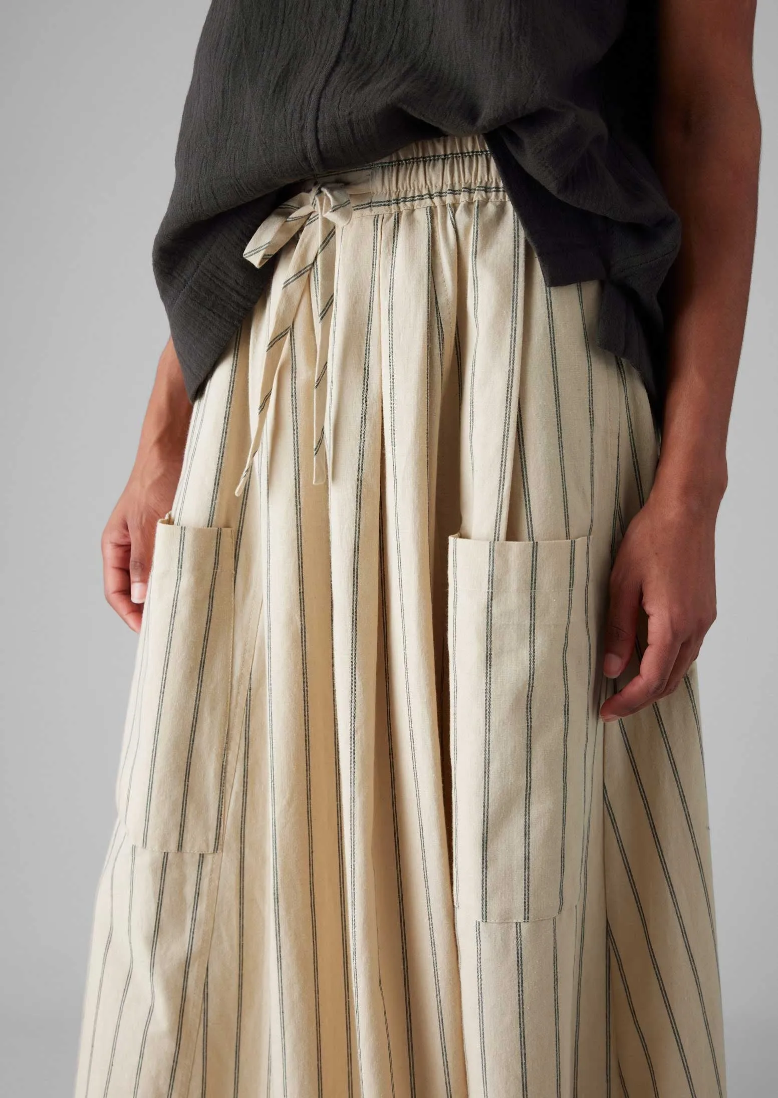 Stripe Cotton Patch Pocket Skirt | Sail Cloth sold by TOAST product image thumbnail 3