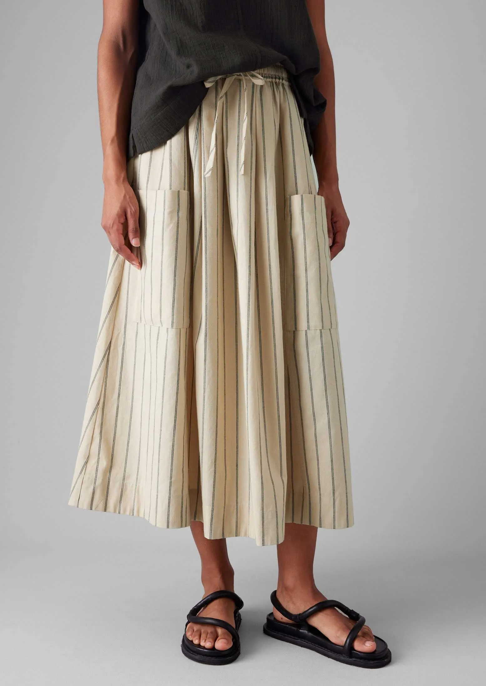 Stripe Cotton Patch Pocket Skirt | Sail Cloth sold by TOAST product image thumbnail 2