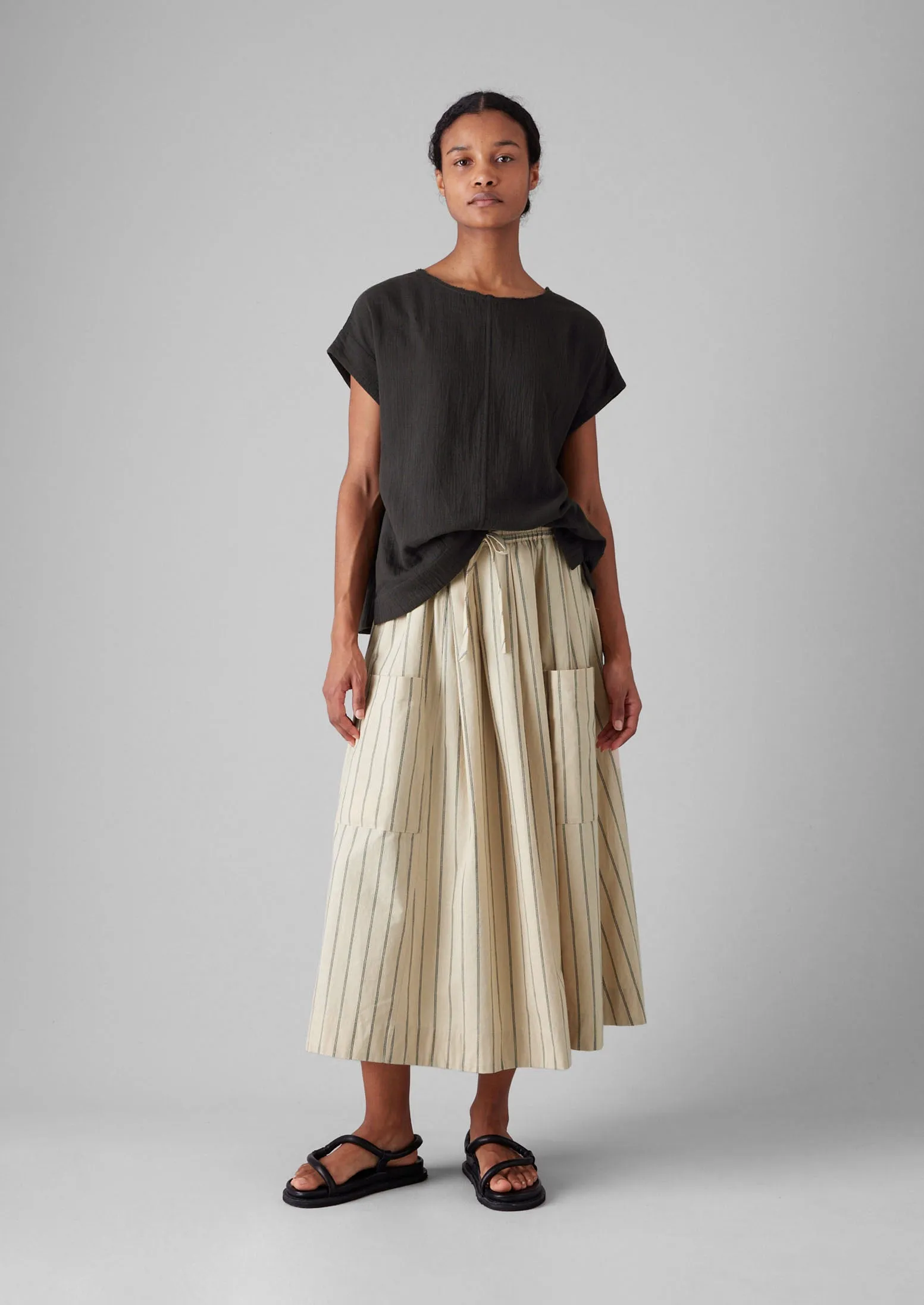 Stripe Cotton Patch Pocket Skirt | Sail Cloth sold by TOAST product image thumbnail 5