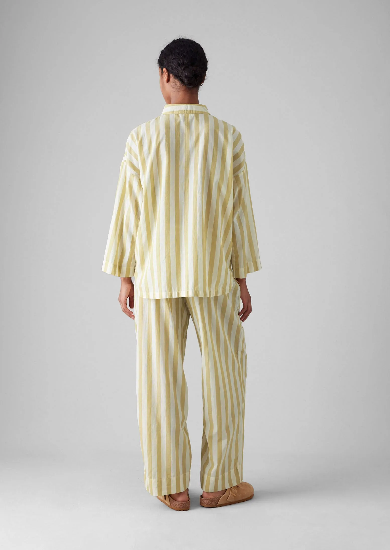 Canopy Stripe Organic Cotton Pyjamas | Ecru/Washed Lime sold by TOAST product image thumbnail 5