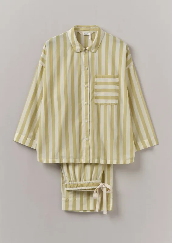 Canopy Stripe Organic Cotton Pyjamas | Ecru/Washed Lime sold by TOAST