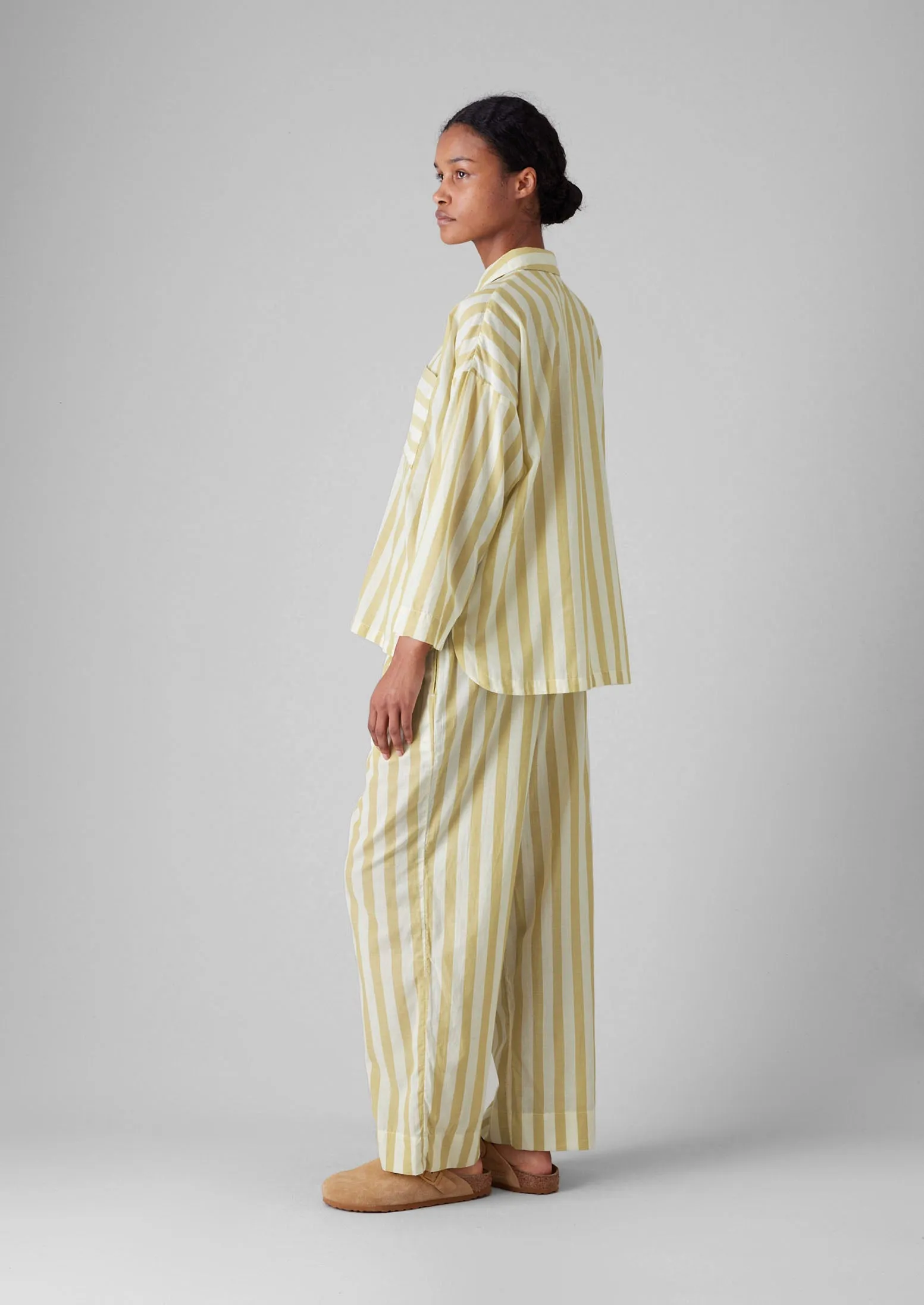 Canopy Stripe Organic Cotton Pyjamas | Ecru/Washed Lime sold by TOAST product image thumbnail 4