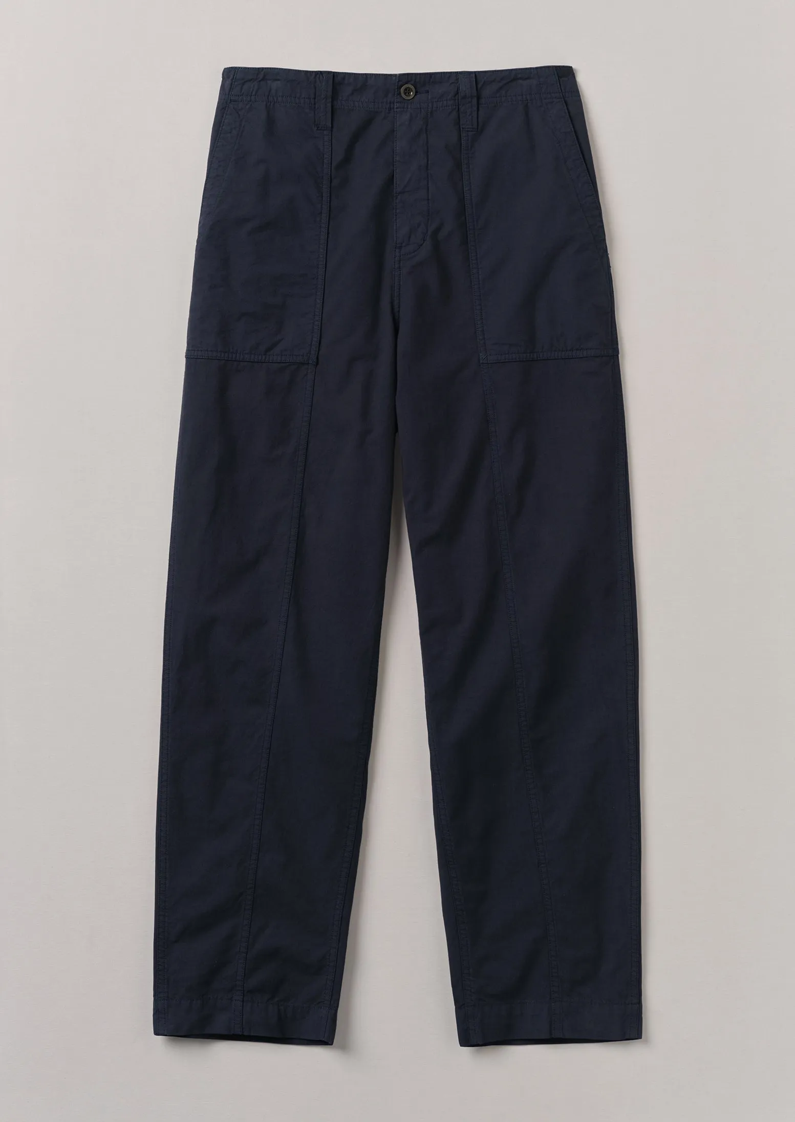 Cotton Linen Workwear Trousers | Raven Blue sold by TOAST