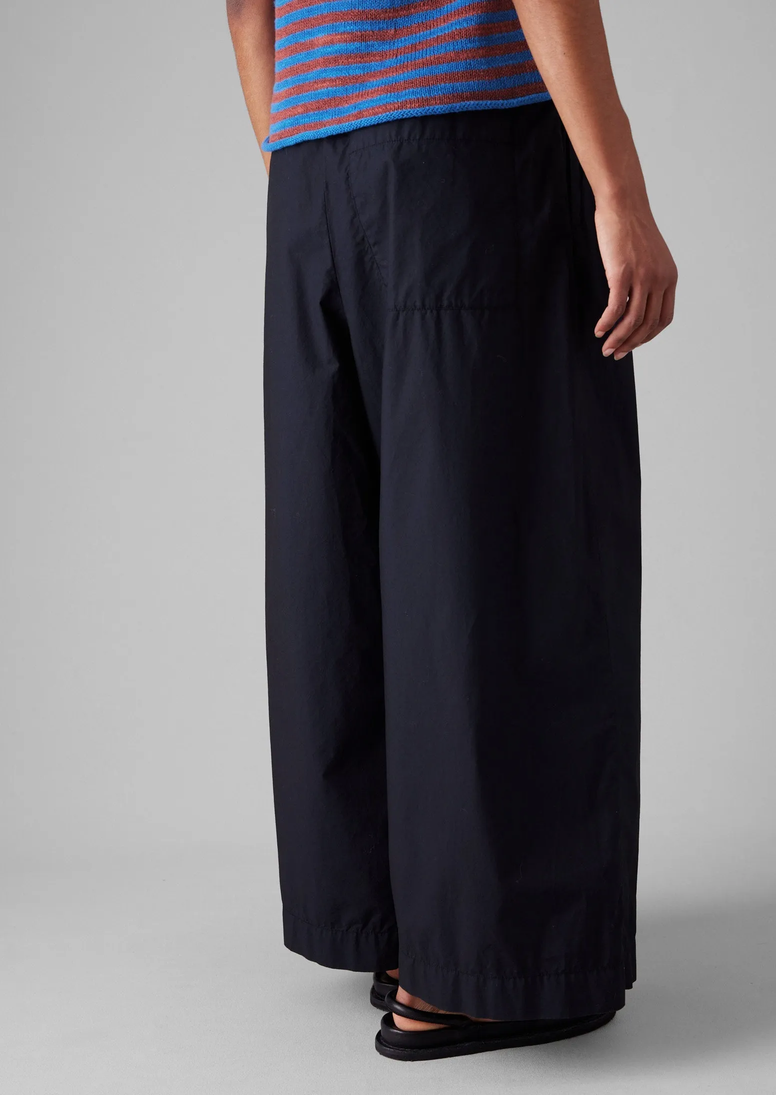 Pleated Cotton Poplin Pull On Trousers | Ink sold by TOAST product image thumbnail 4