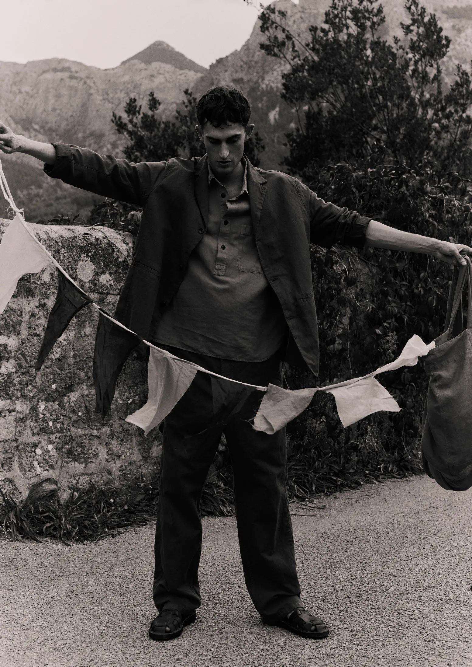 Rory Cotton Linen Drawstring Trousers | Washed Indigo sold by TOAST product image thumbnail 5