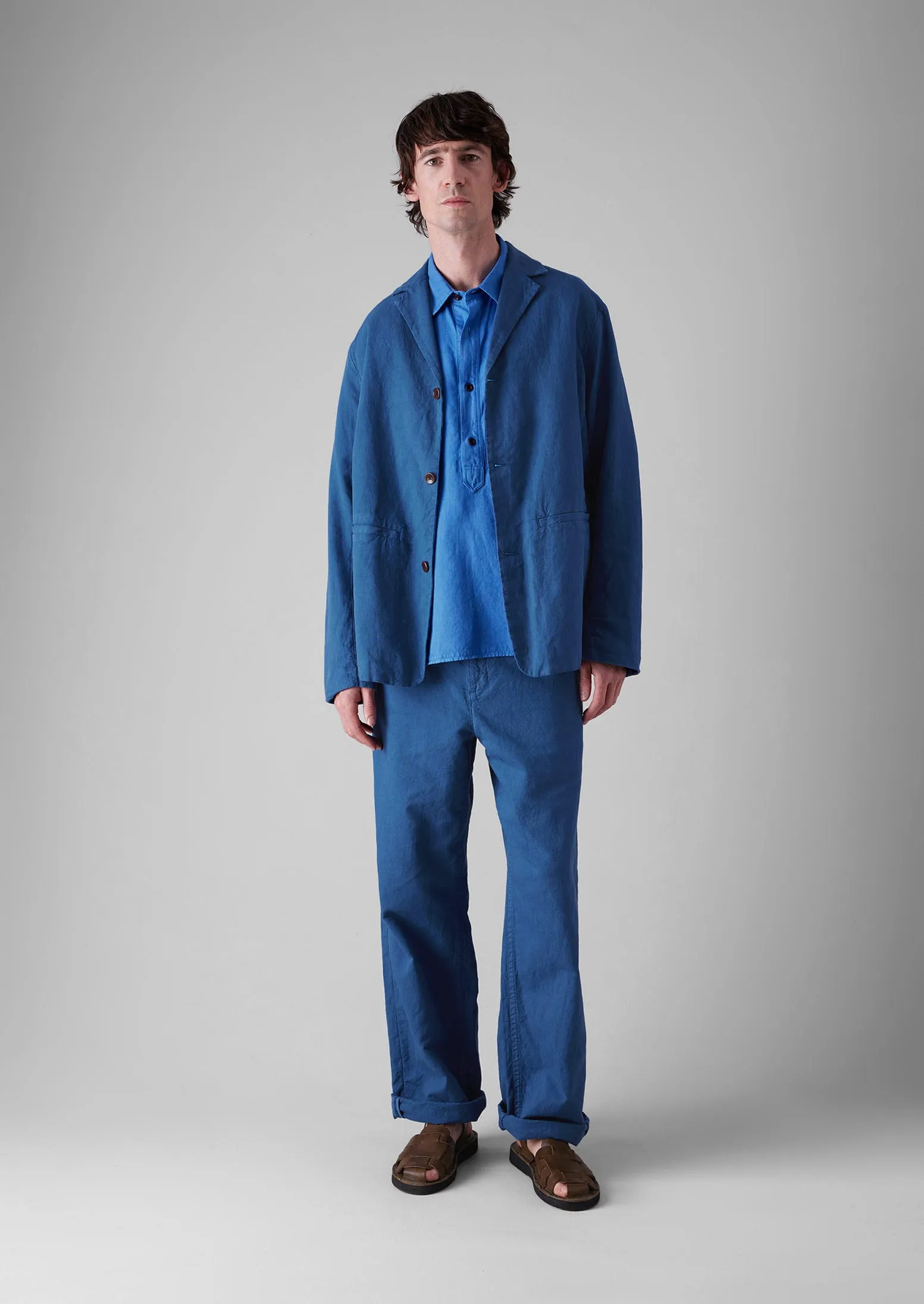 Rory Cotton Linen Drawstring Trousers | Washed Indigo sold by TOAST product image thumbnail 2