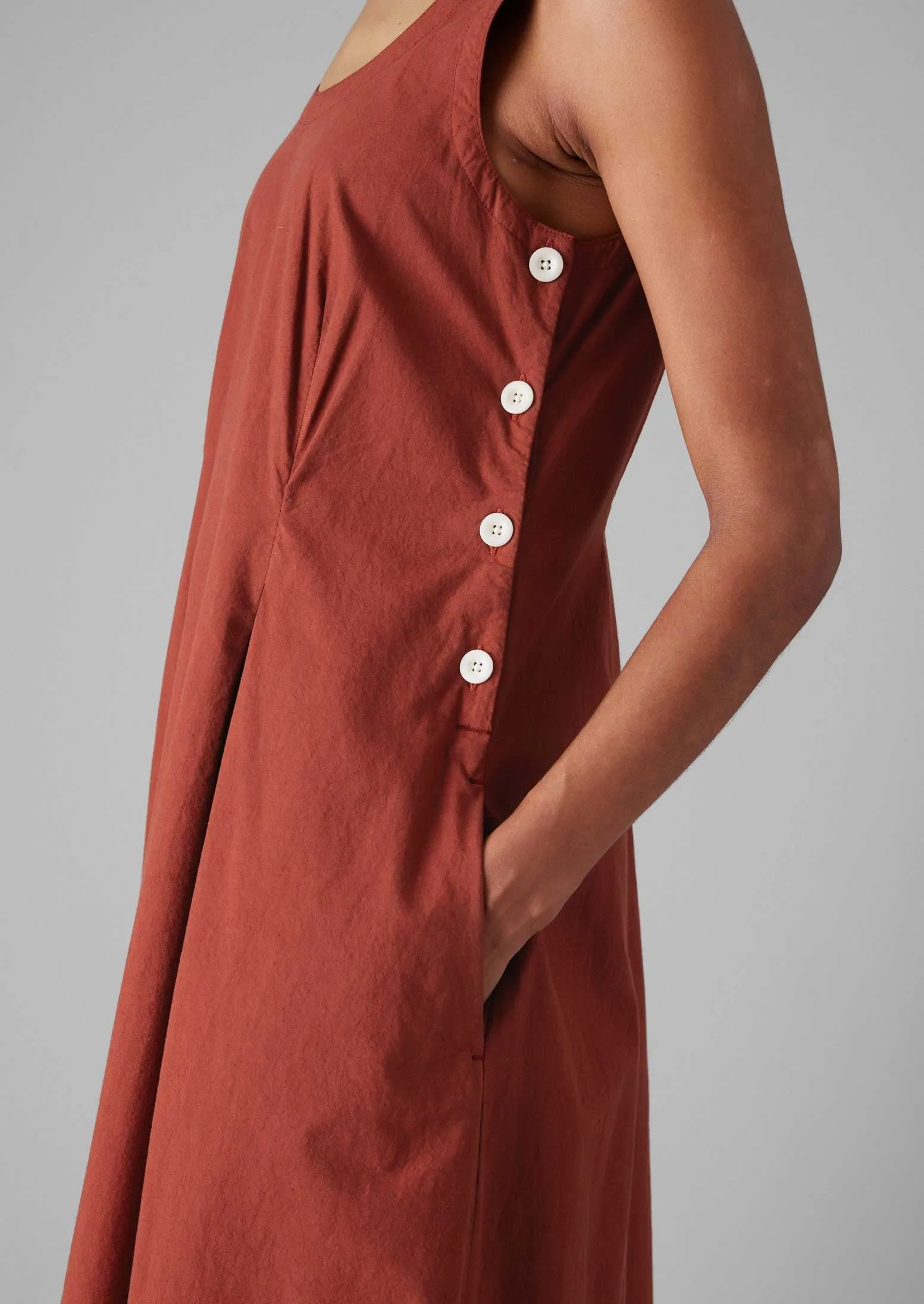 Cotton Poplin Sun Dress | Brick sold by TOAST product image thumbnail 3