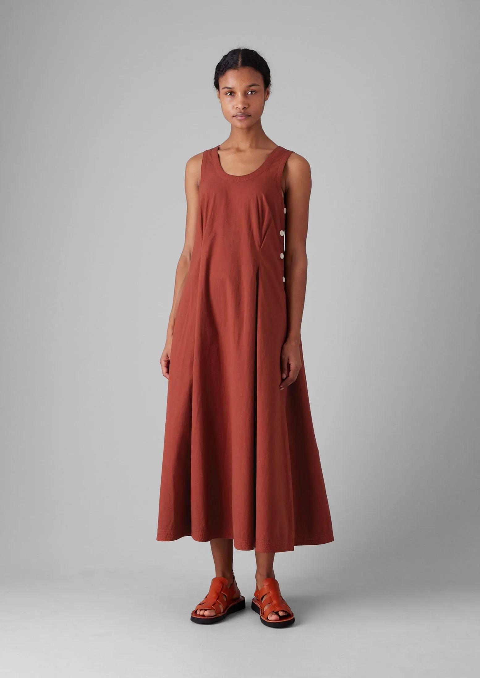 Cotton Poplin Sun Dress | Brick sold by TOAST product image thumbnail 2