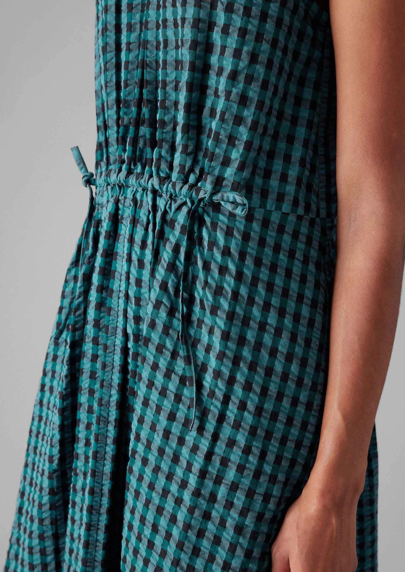 Seersucker Gingham Cotton Dress | Teal Multi sold by TOAST product image thumbnail 4
