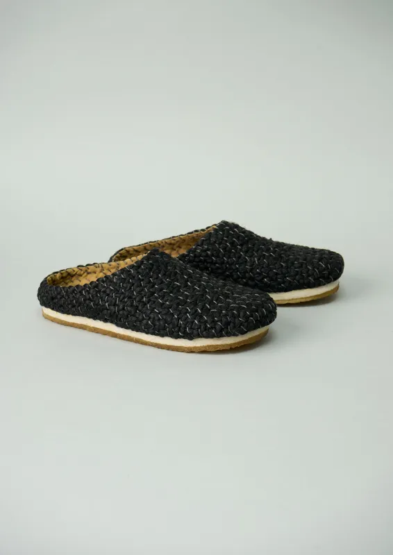 Reworn Pia Woven Jute Clogs Size 40 (217) | Black sold by TOAST