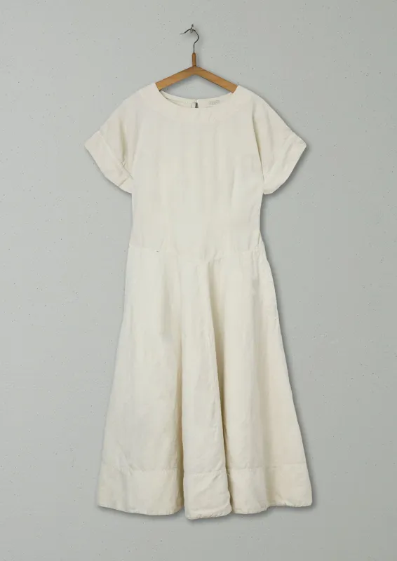 Reworn Cotton Linen Circle Dress Size 8 (742) | Parchment sold by TOAST