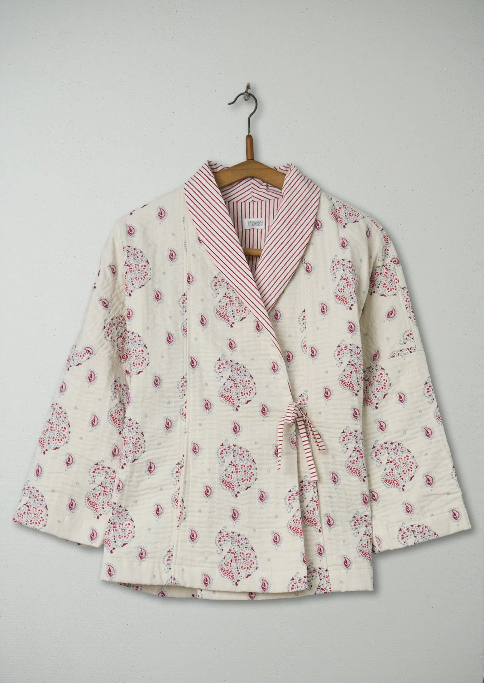 Reworn Block Print Bed Jacket Size S (023) | Multi sold by TOAST
