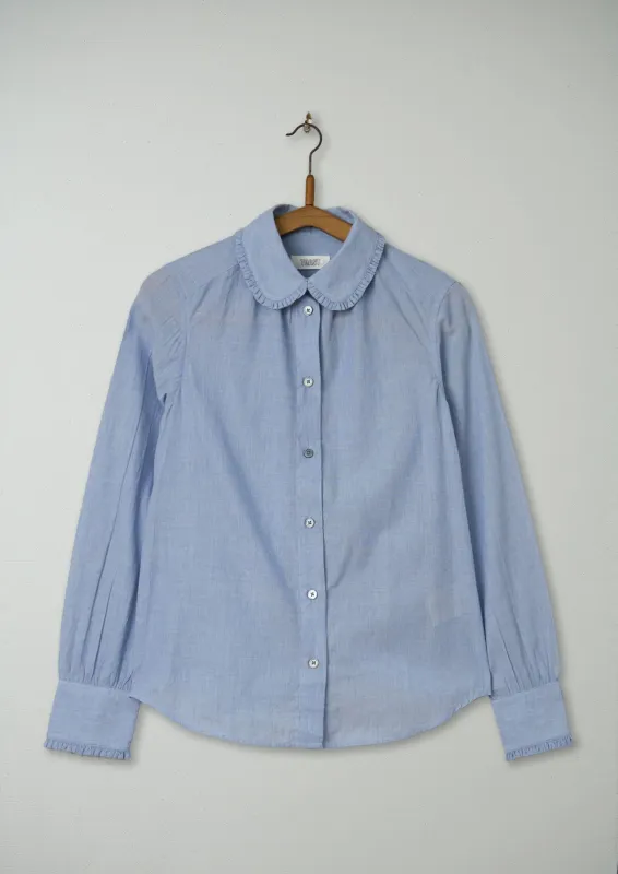 Reworn Frill Collar Shirt Size 6 (432) | Chambray Blue sold by TOAST