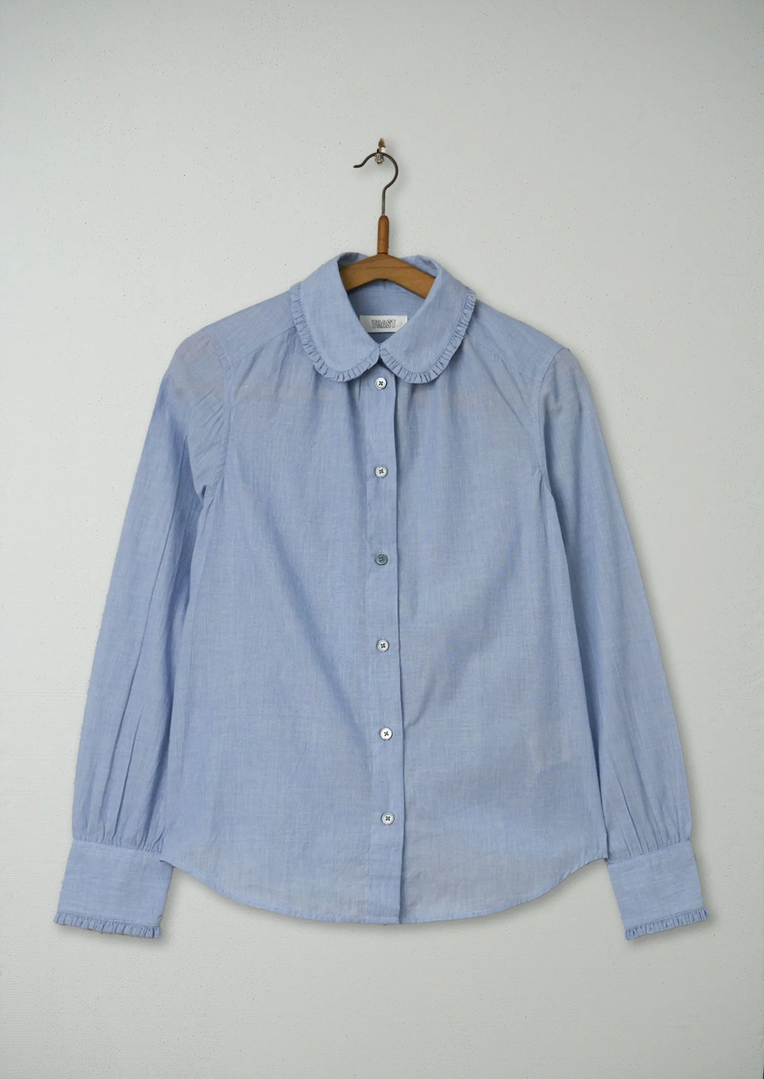 Reworn Frill Collar Shirt Size 6 (432) | Chambray Blue sold by TOAST