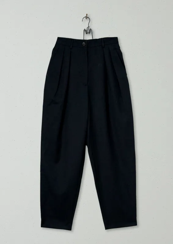 Reworn Wool Gaberdine Trousers Size 8 (499) | Black sold by TOAST