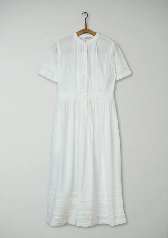 Reworn Pin Tuck Shirt Dress Size 6 (825) | White sold by TOAST