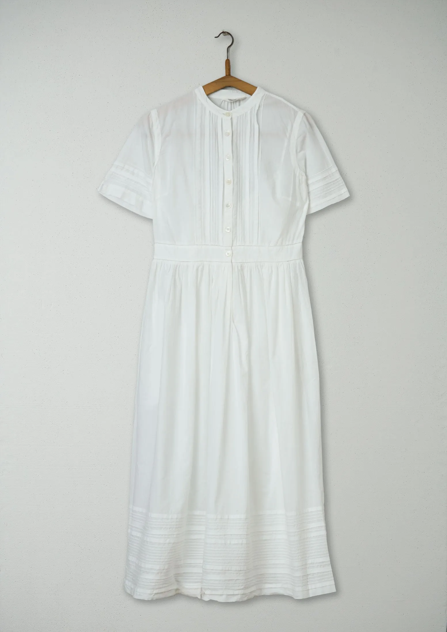 Reworn Pin Tuck Shirt Dress Size 6 (825) | White sold by TOAST