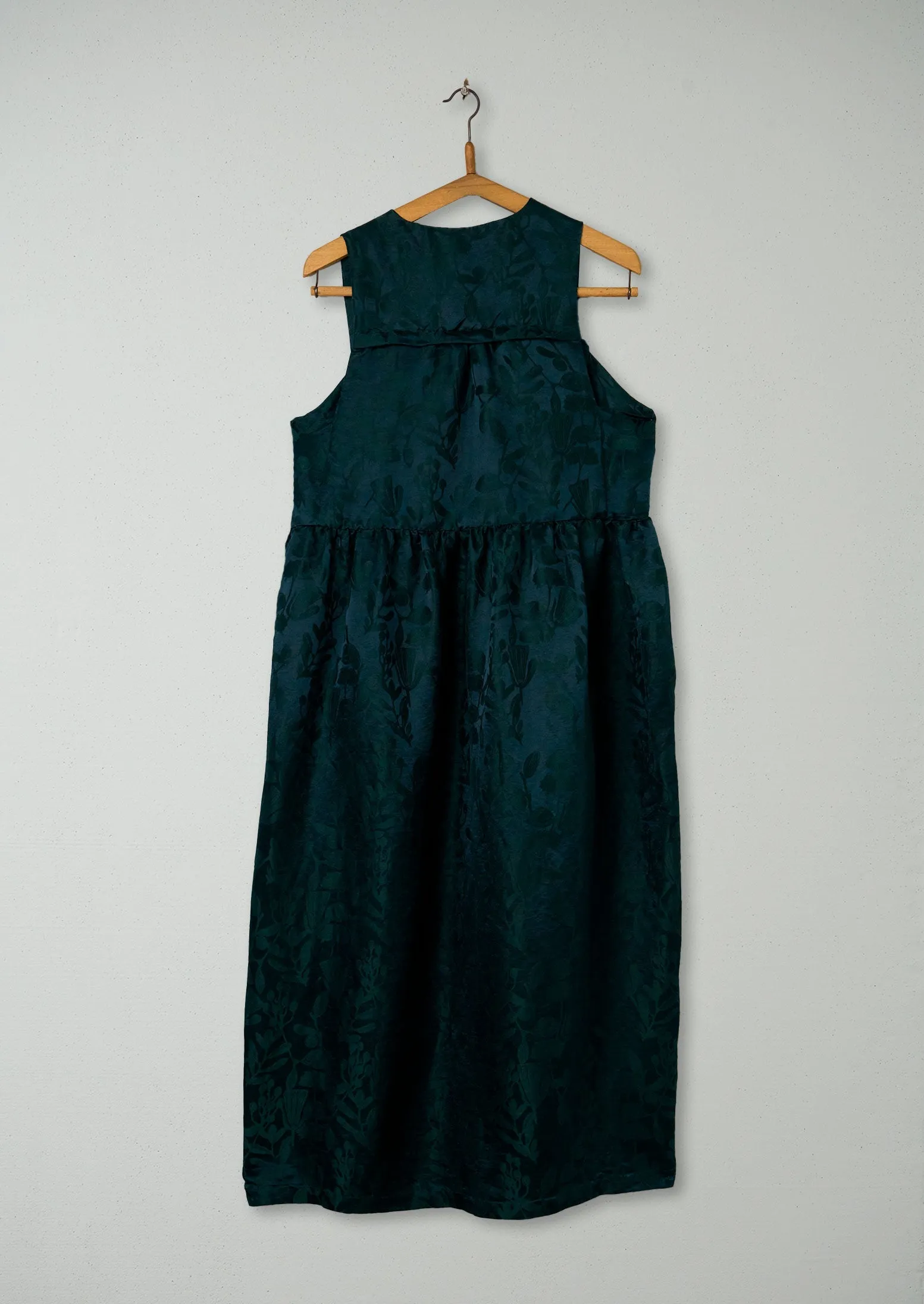 Reworn Linen Silk Jacquard Dress Size 14 (837) | Lapis Green sold by TOAST product image thumbnail 2