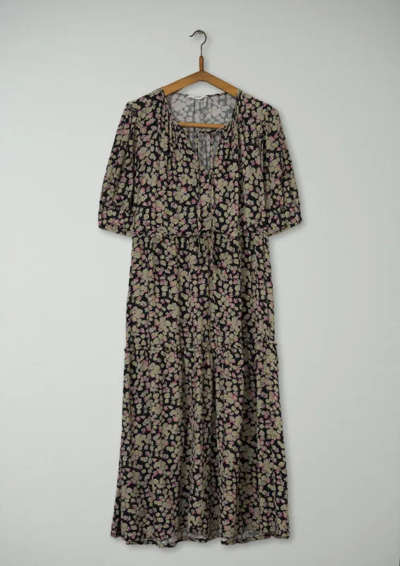 Reworn Trailing Leaf Pintuck Dress Size 12 (440) | Multi | Parallel