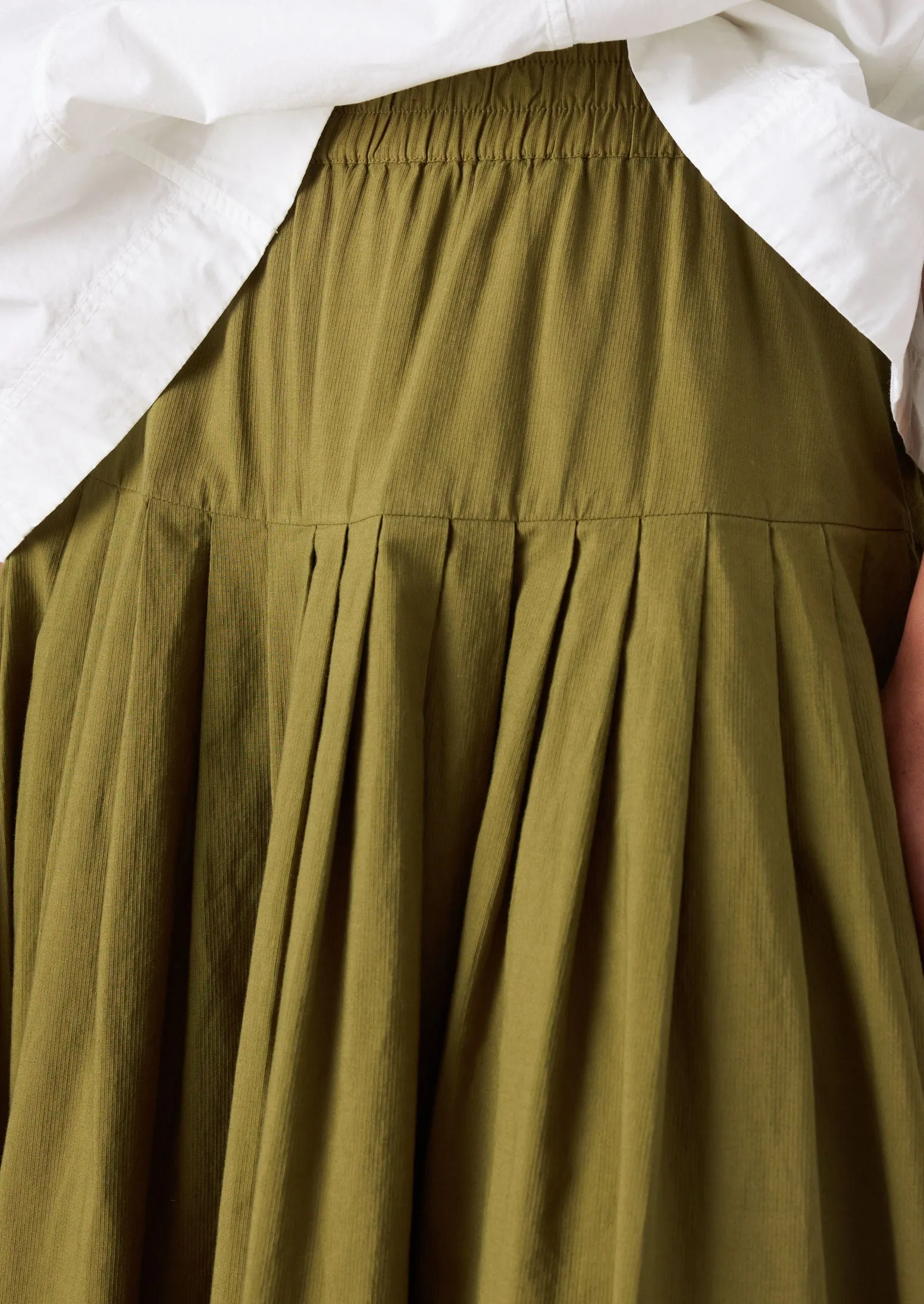 Pleated Raised Stripe Cotton Skirt | Warm Olive sold by TOAST product image thumbnail 3