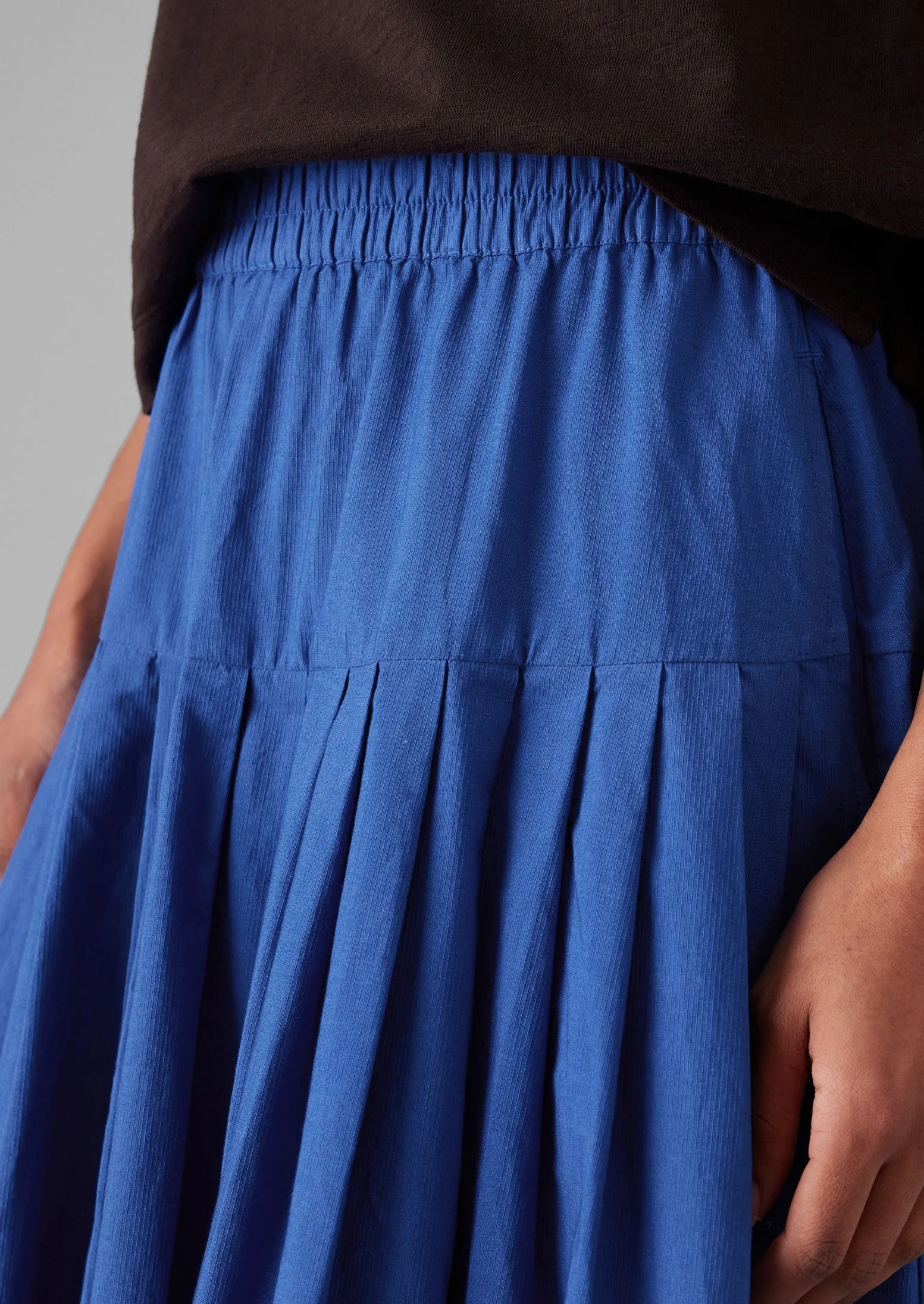 Pleated Raised Stripe Cotton Skirt | French Blue sold by TOAST product image thumbnail 4