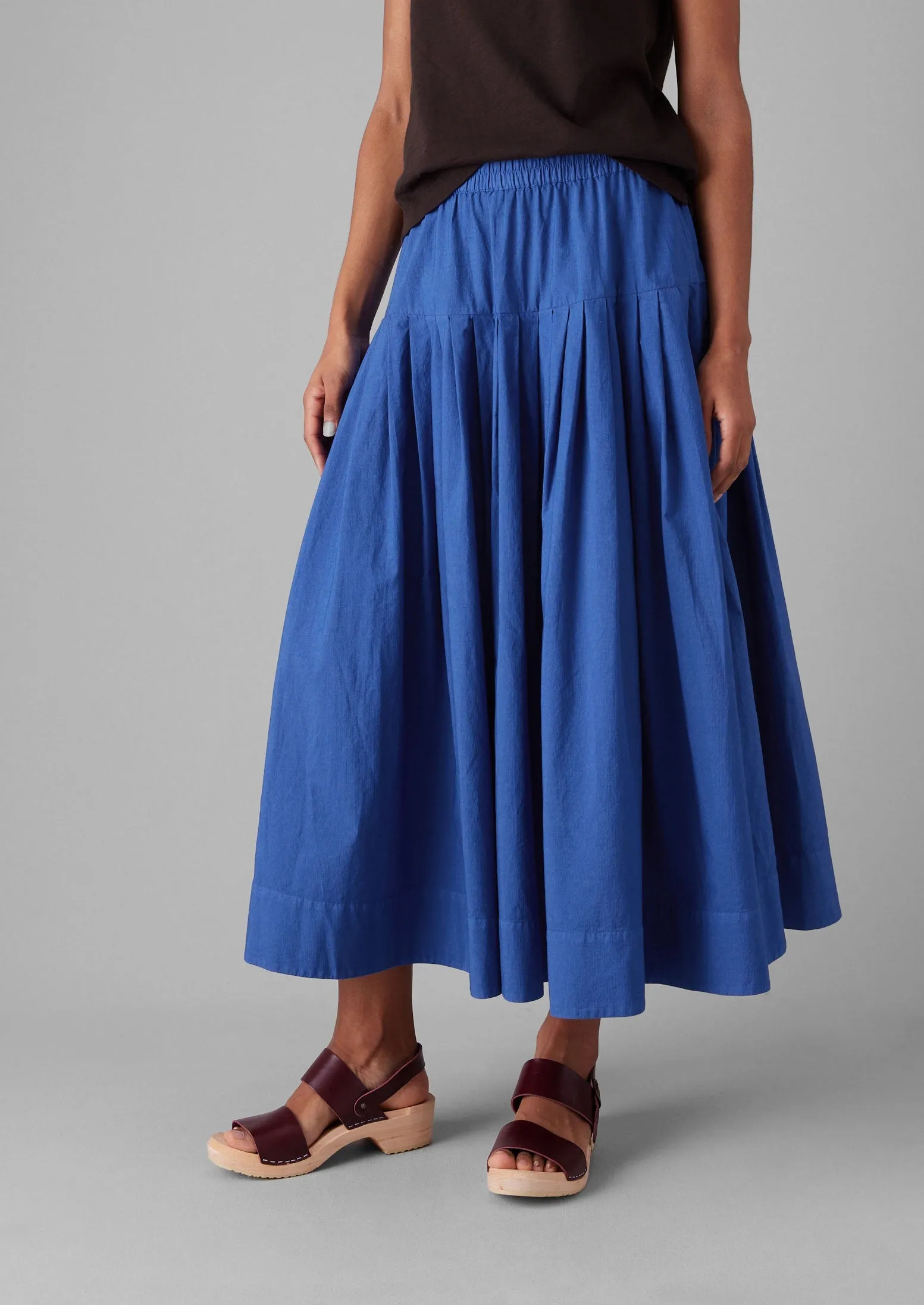 Pleated Raised Stripe Cotton Skirt | French Blue sold by TOAST product image thumbnail 2