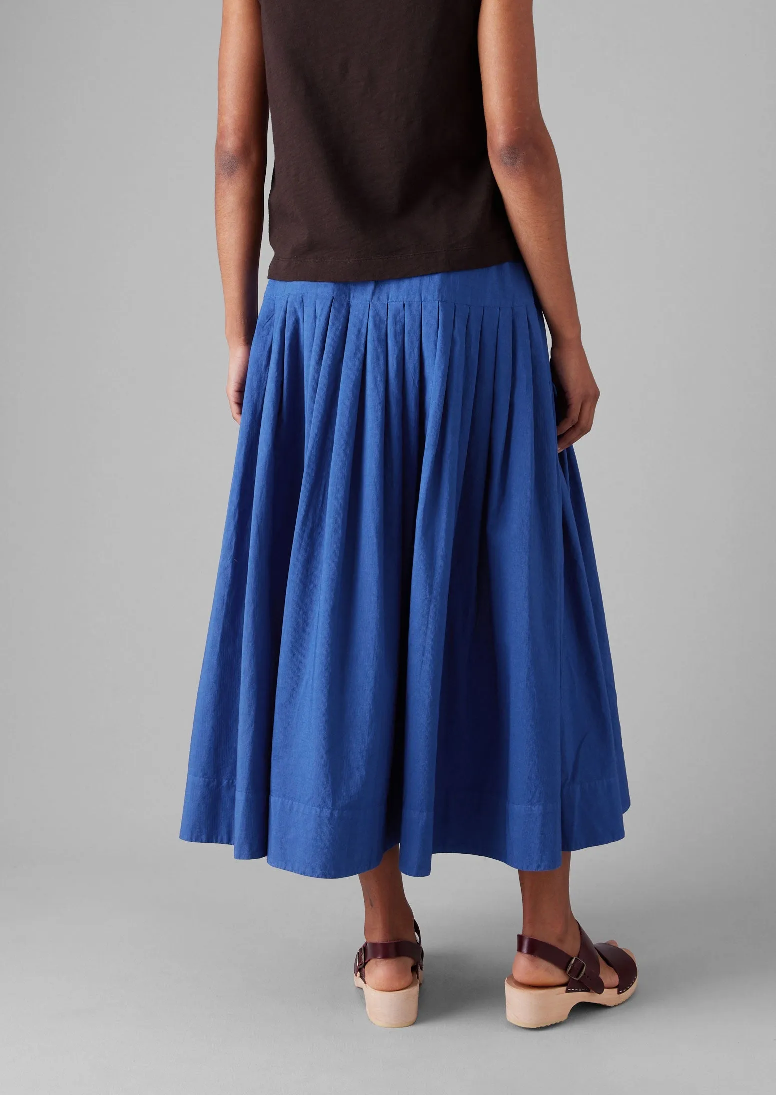 Pleated Raised Stripe Cotton Skirt | French Blue sold by TOAST product image thumbnail 3