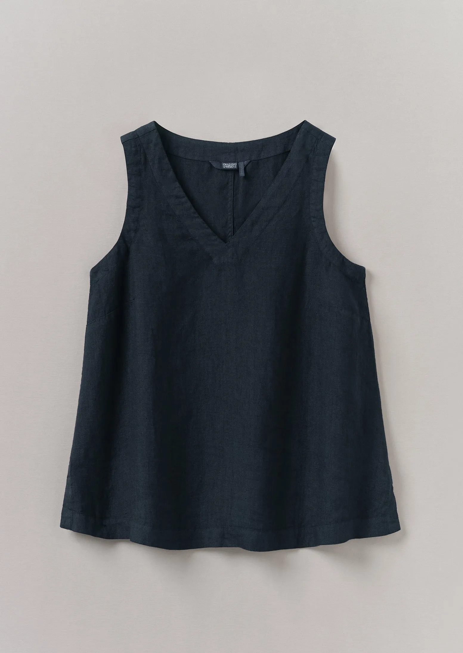 Garment Dyed Linen V-Neck Tank | Midnight sold by TOAST