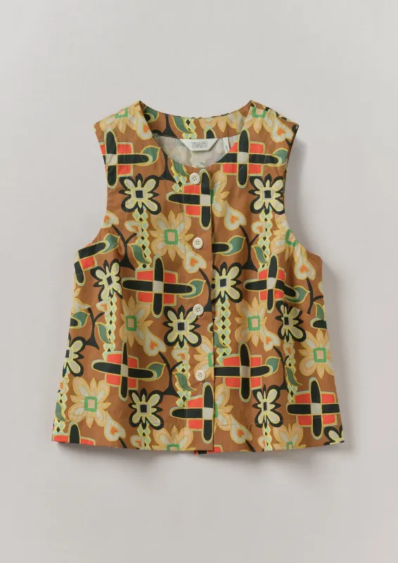 Folk Collage Print Poplin Top | Multi sold by TOAST