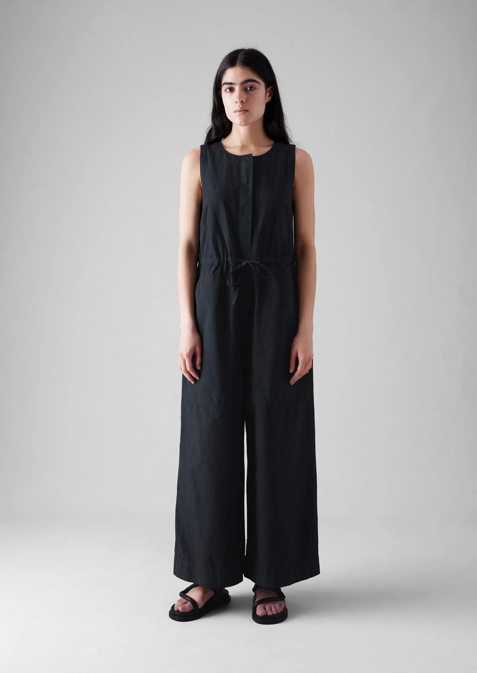 Cotton Linen Wide Leg Jumpsuit | Soft Black sold by TOAST product image thumbnail 2