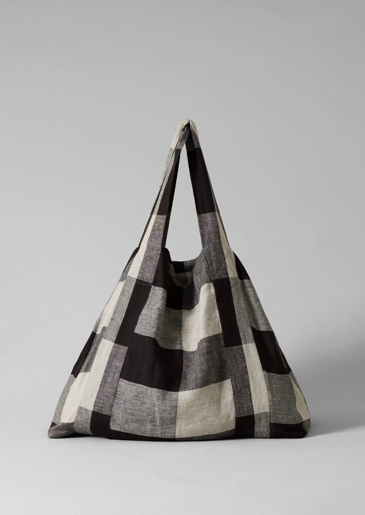 Macro Gingham Lightweight Linen Bag | Ecru/Charcoal sold by TOAST